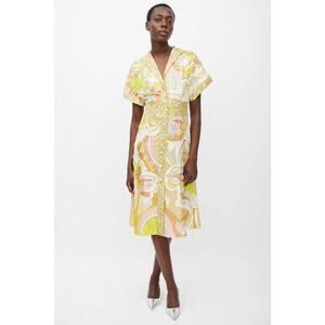 Emilio Pucci Printed Embellished Dress - Xs Yellow Multi
